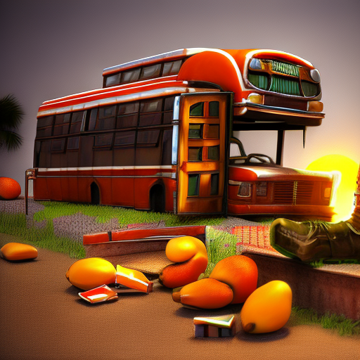 sun, school bus, boot, mango, falcon, doll, zombie, lamp, vase, brick